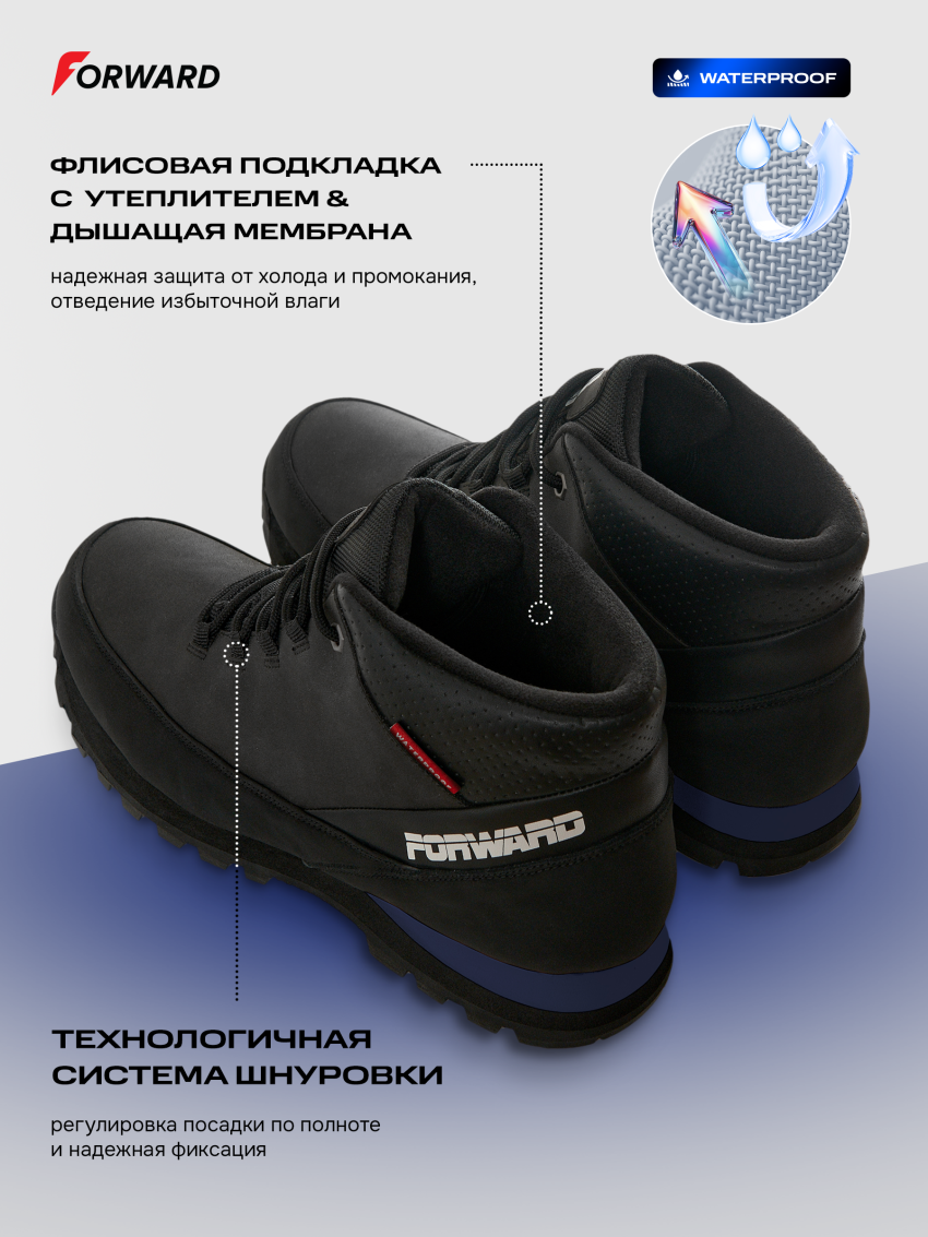 Ботинки зимние (черный/синий)