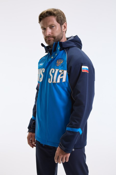 M09110V-NN262 Куртка ветрозащитная на флисовой подкладке мужская (синий)
