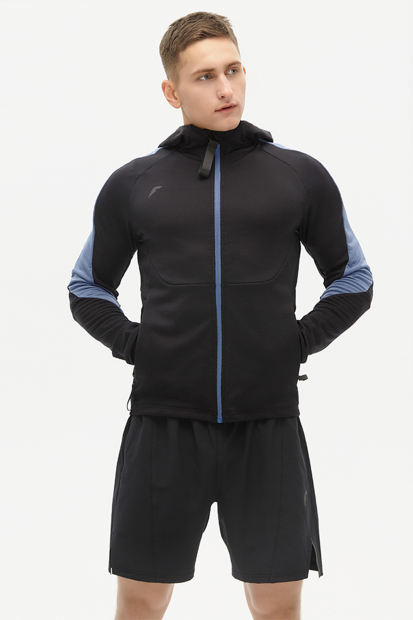 Куртка флисовая мужская (черный/голубой)