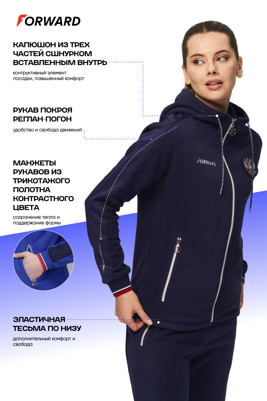 Костюм флисовый женский (синий/синий)