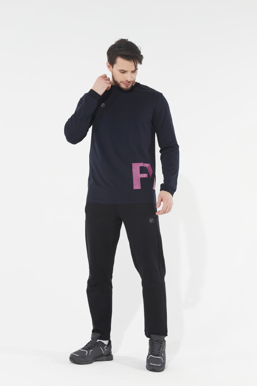 Футболка длинный рукав мужская (синий)