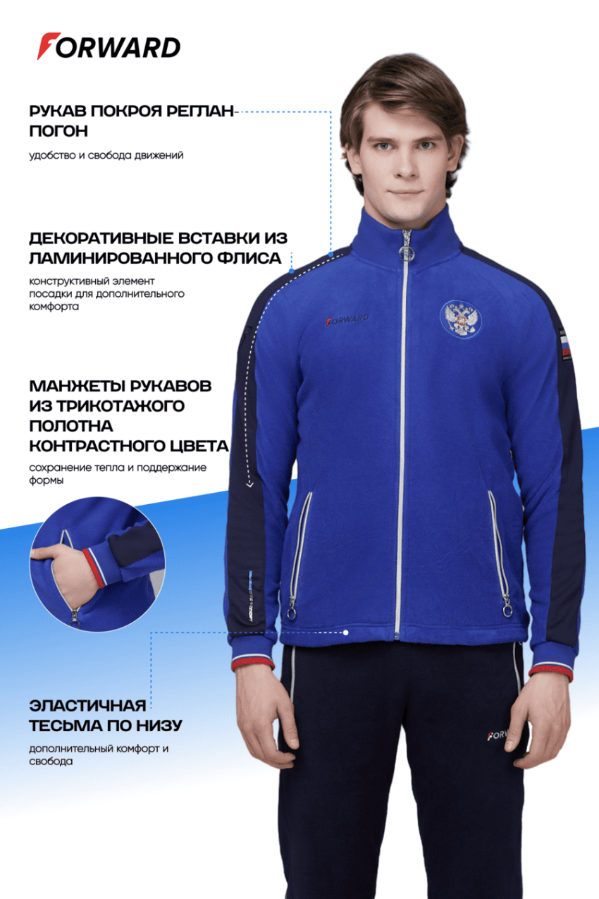 Костюм флисовый мужской (голубой/синий)