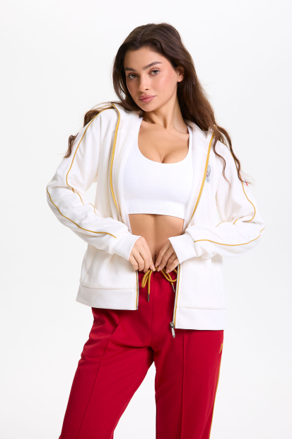 W05320G-MC256 Костюм спортивный женский (молочный/бордовый)