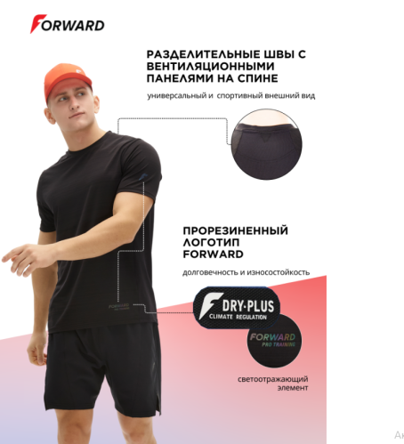 Футболка тренировочная с кор. рукавом мужская (черный)