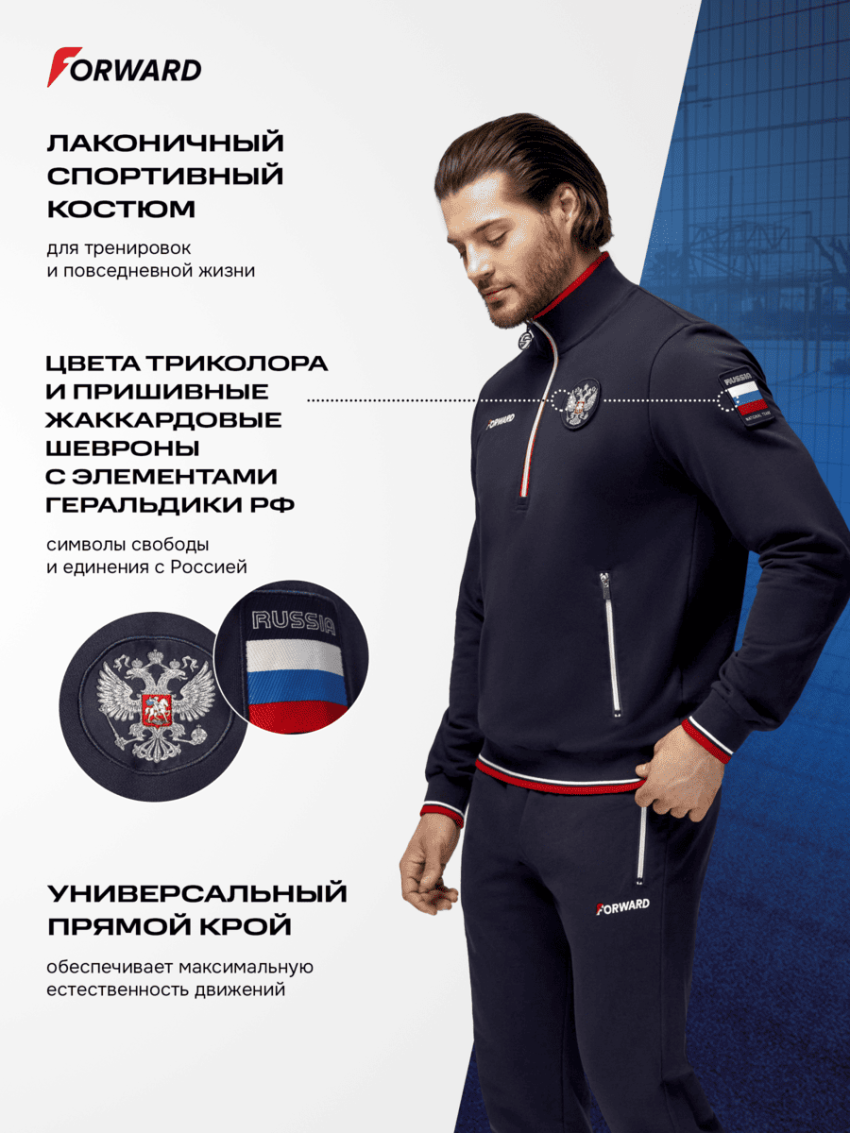 Костюм спортивный (тренировочный мужской) (синий/синий)