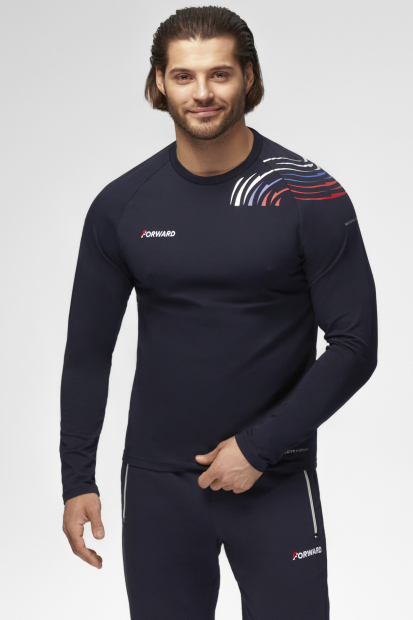 Футболка трикотажная (с длинным рукавом мужская) (синий/синий)