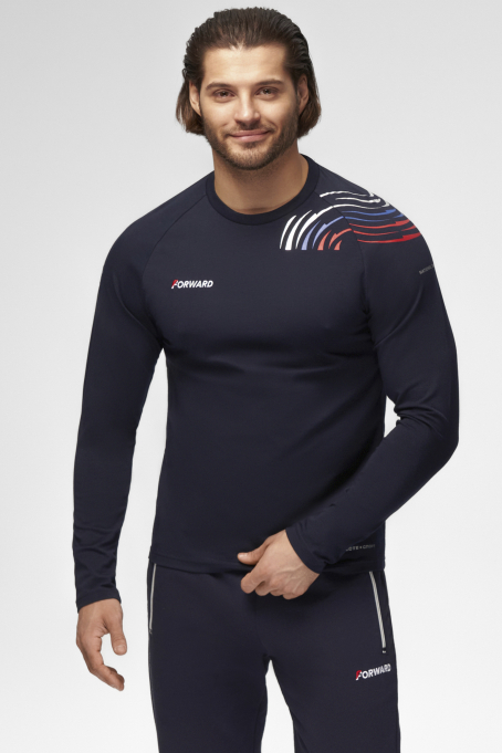 Футболка трикотажная (с длинным рукавом мужская) (синий/синий)