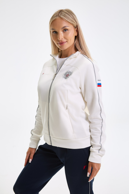 W05325G-MN256 Костюм спортивный женский (молочный/синий)