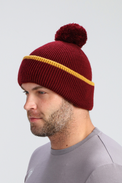 Шапка вязаная (винный/желтый)