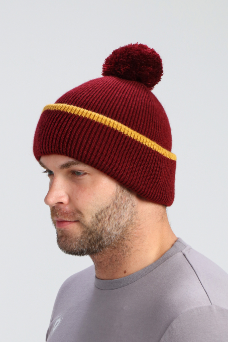 Шапка вязаная (винный/желтый)