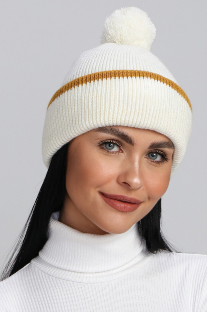 Шапка вязаная (молочный/желтый)