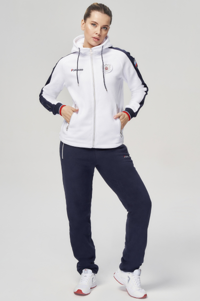 Костюм спортивный (флисовый женский) (белый/синий)