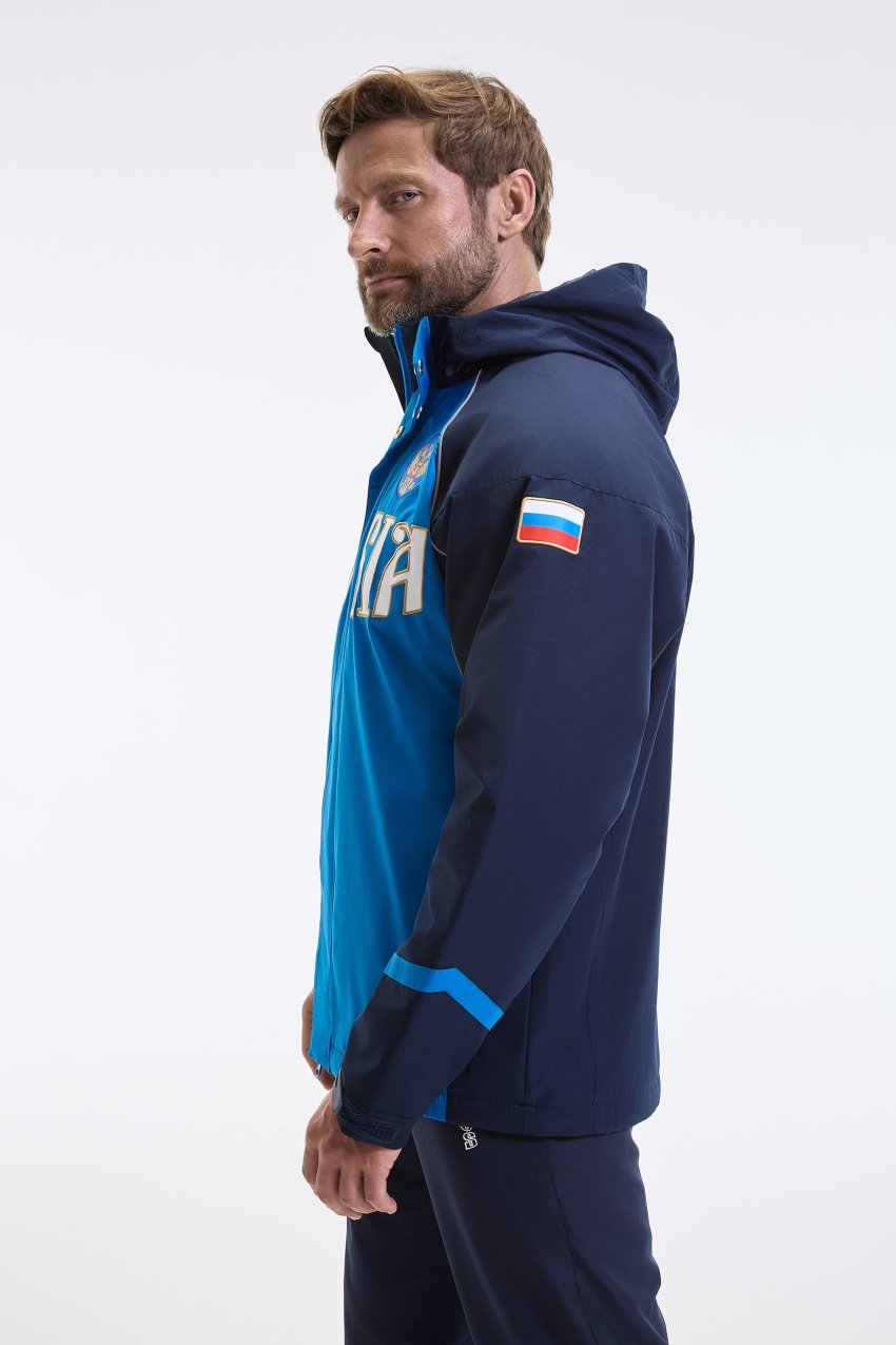 M09110V-NN262 Куртка ветрозащитная на флисовой подкладке мужская (синий)