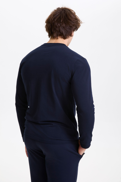 Футболка длинный рукав мужская (синий)