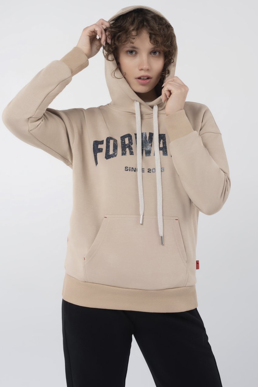 Худи с капюшоном женская (бежевый/бежевый)