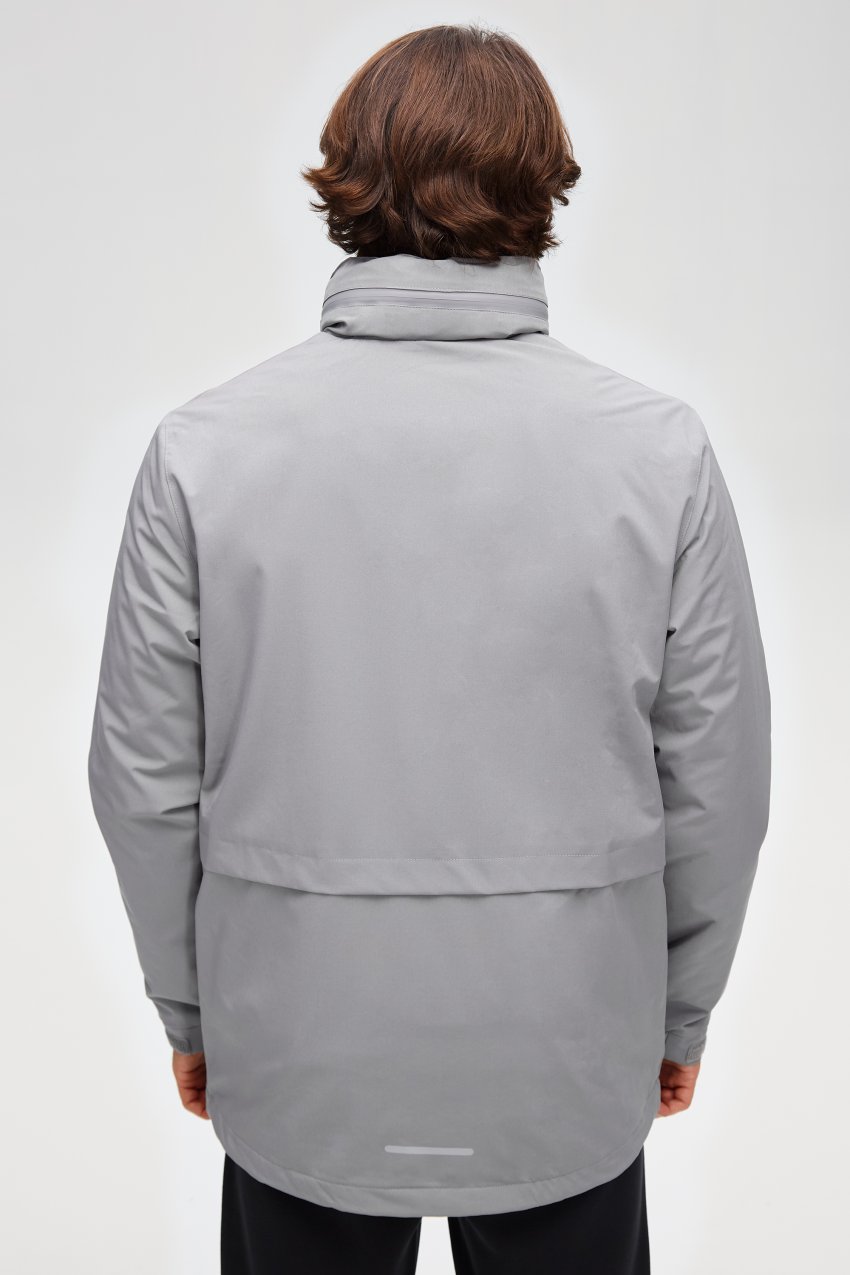 Куртка ветрозащитная на флисе мужская (серый/серый)