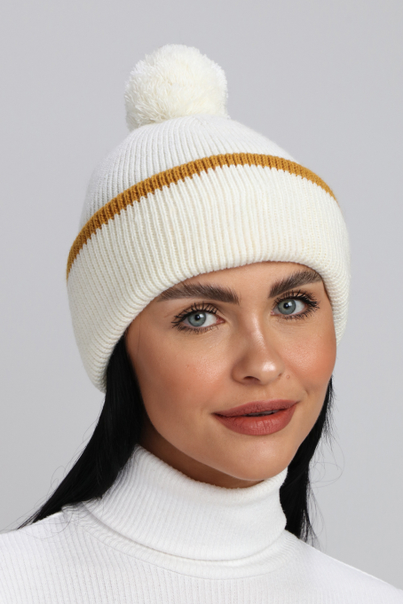Шапка вязаная (молочный/желтый)