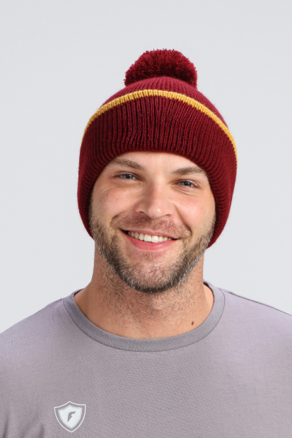 Шапка вязаная (винный/желтый)