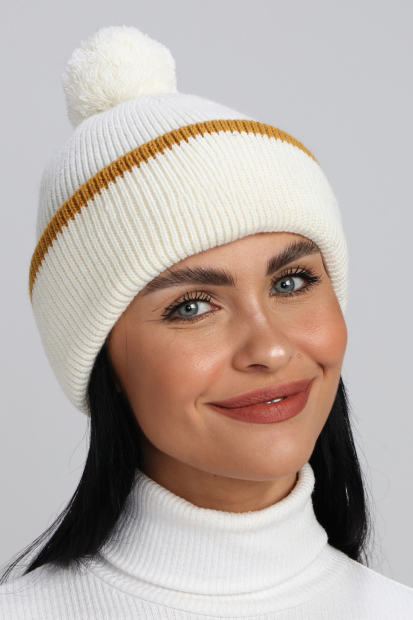 Шапка вязаная (молочный/желтый)