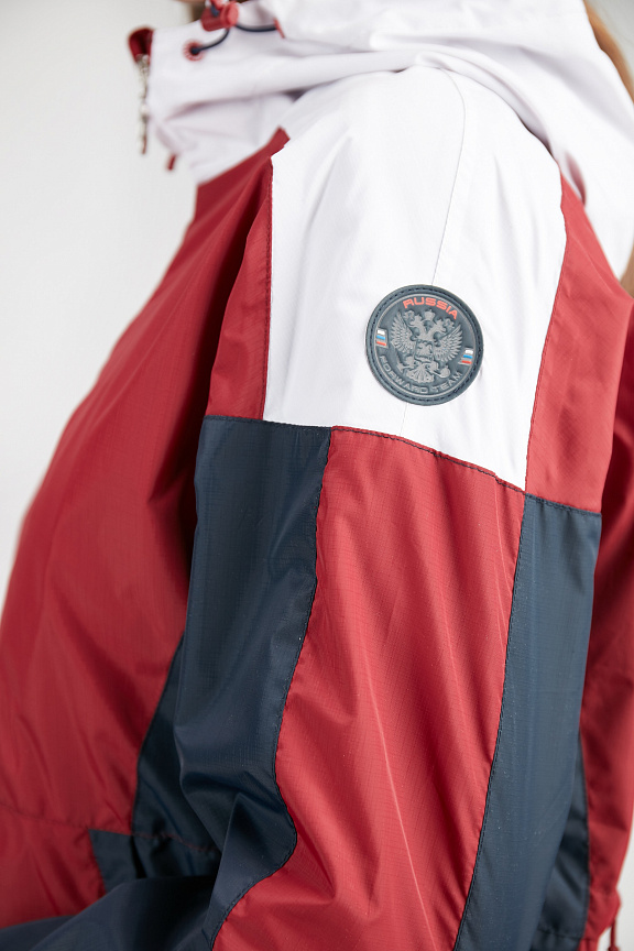 W02110G-CN201 Куртка ветрозащитная женская (бордовый/синий) фото 13