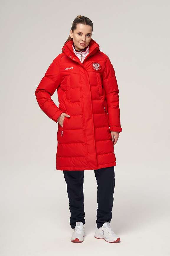 W08130G-FF232R Куртка пуховая женская (красный/красный) фото 9
