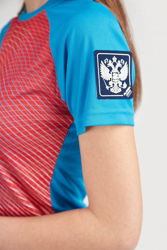W14270G-IR201 Футболка короткий рукав женская (голубой/красный) фото 8