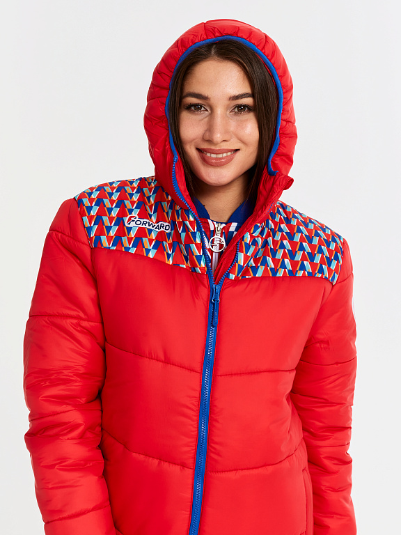 W08210D-BW202 Куртка утепленная женская (красный/голубой) фото 9