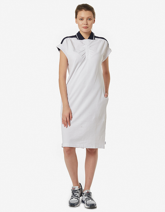 W13410G-WN191 Платье поло женское (белый/синий) фото 2