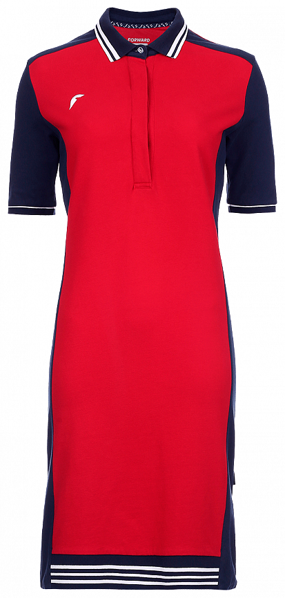 W13420G-RN191 Платье поло женское (красный/синий)