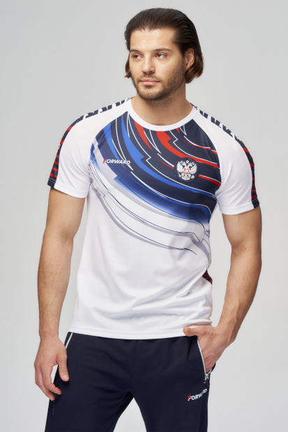 Футболка трикотажная (игровая мужская) (белый/синий)